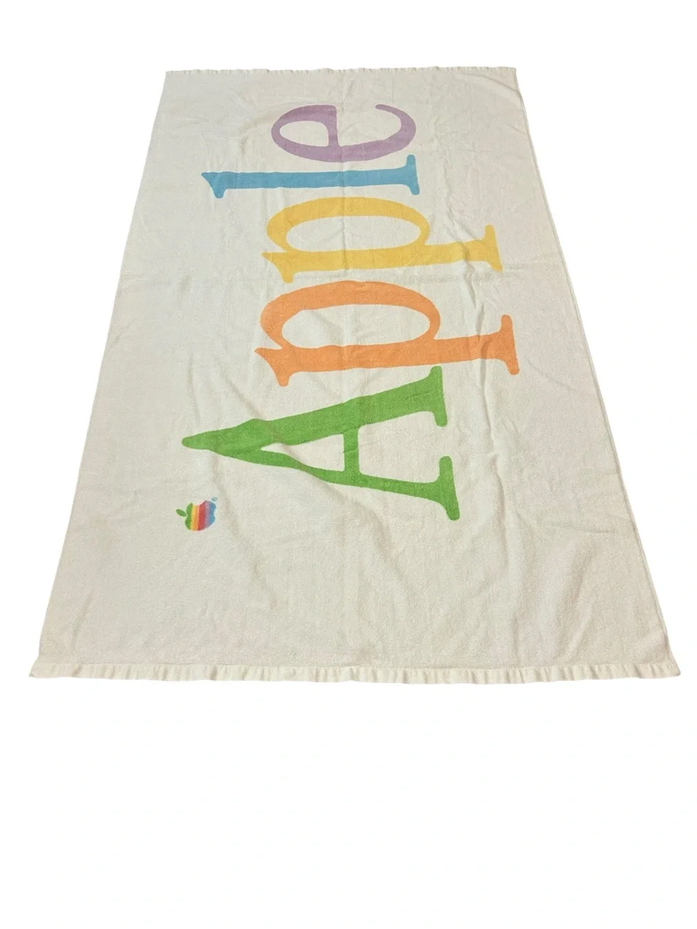 Vintage APPLE Computer MacIntosh Beach Towel Rainbow Print RARE